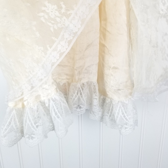 Gunne Sax Jessica McClintock Vintage Lace Over Satin Short Sleeve Dress Girls 4 - Picture 5 of 10